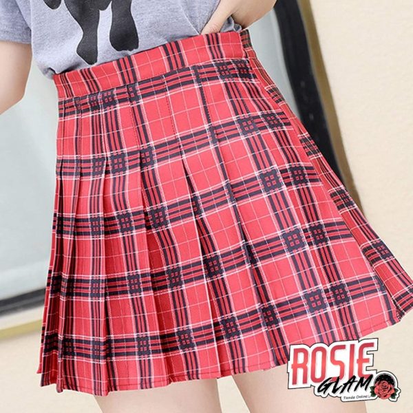 Red Scottish Press Skirt