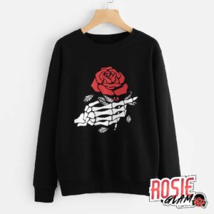 Skeleton With Rose Hoodie