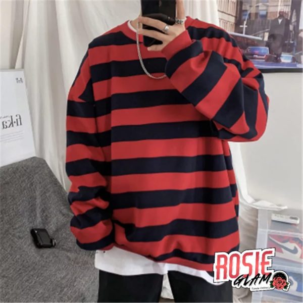 Red Black Striped Hoodie