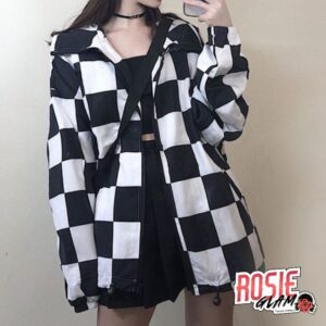 Checkered Windbreaker Jacket